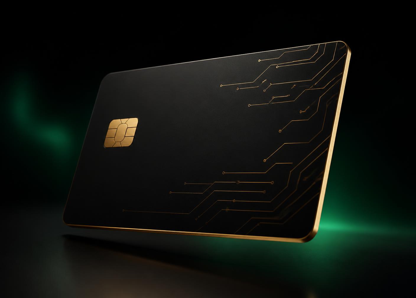 Concept rendering of a matte black card with gold detailing